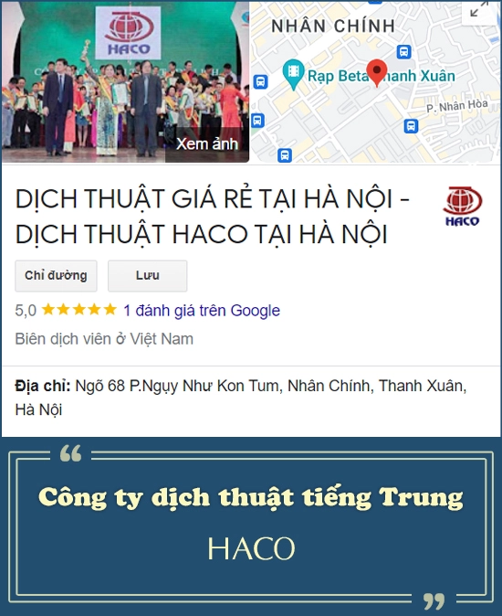 Đơn vị dịch thuật tiếng Trung - HACO