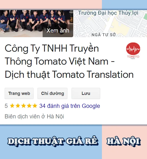 Dịch thuật giá rẻ tại Hà Nội Tomato Media