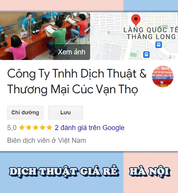 Dịch thuật giá rẻ Hà Nội - Cúc Vạn Thọ