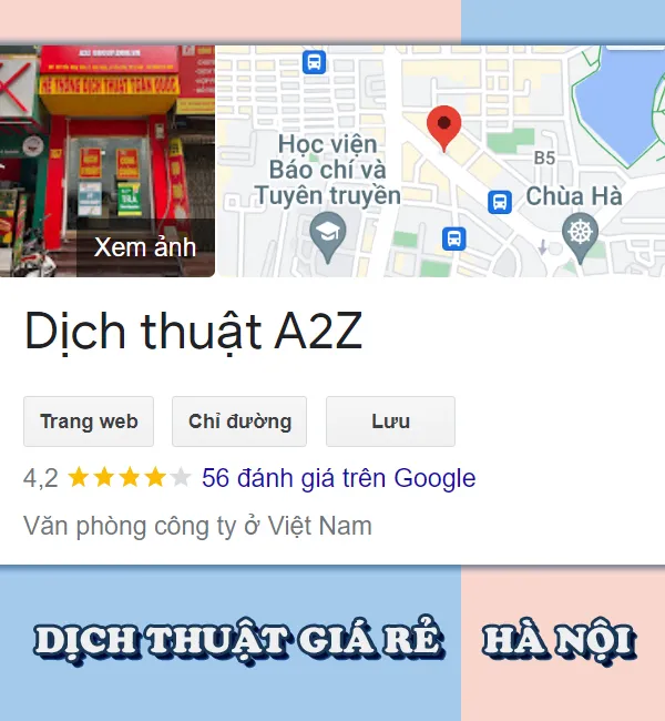 Công ty dịch thuật giá rẻ Hà Nội - A2Z