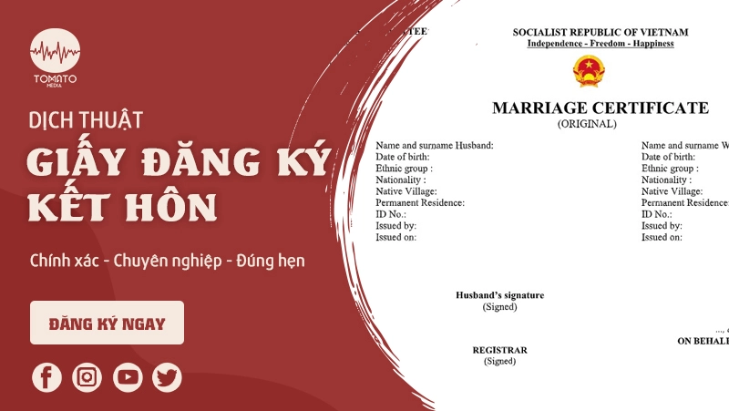 Dịch thuật giấy đăng ký kết hôn ở đâu?