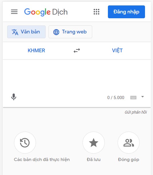 Google dịch tiếng Campuchia