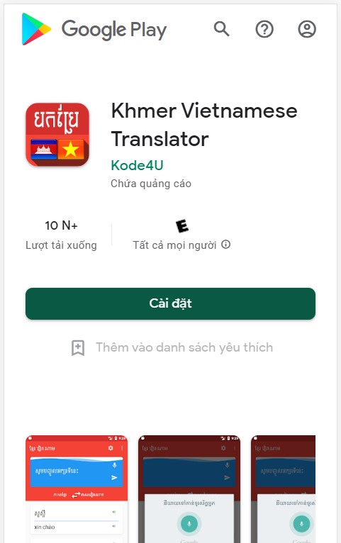 Vietnamese Khmer Translator app dịch tiếng Khmer