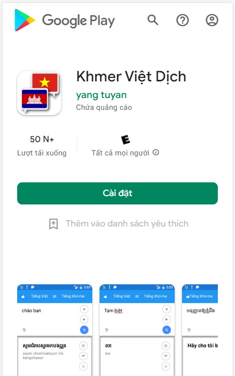 Khmer Việt Dịch app dịch tiếng Campuchia
