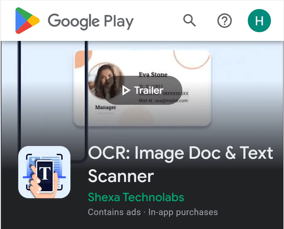Phần mềm dịch bằng hình ảnh - OCR Image Doc & Text Scanner