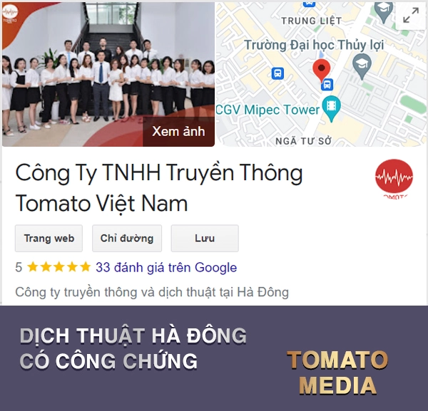 Dịch thuật Hà Đông có công chứng - Tomato Media