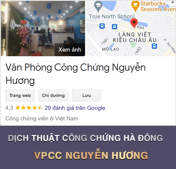 Dịch thuật công chứng Hà Đông - Văn phòng công chứng Nguyễn Hương