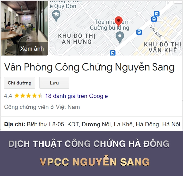 Dịch thuật công chứng Hà Đông - Văn phòng công chứng Nguyễn Sang