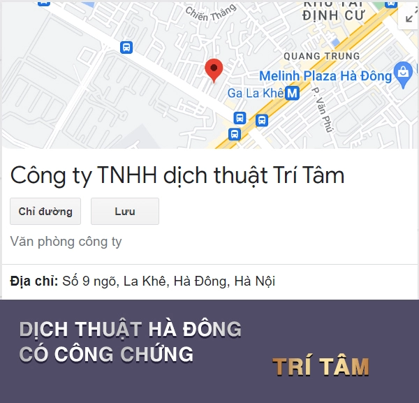 Dịch thuật Hà Đông - Công ty TNHH dịch thuật Trí Tâm