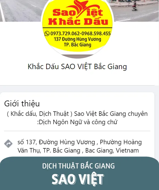 Dịch thuật Bắc Giang - Sao Việt