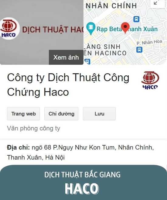 Công ty dịch thuật Bắc Giang - Haco