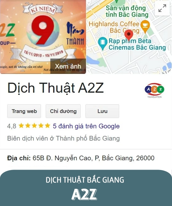 Công ty dịch thuật Bắc Giang - A2Z