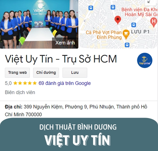 Văn phòng dịch thuật Bình Dương - Việt Uy Tín