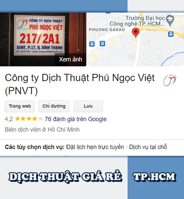 Phú Ngọc Việt - Công ty dịch thuật giá rẻ HCM