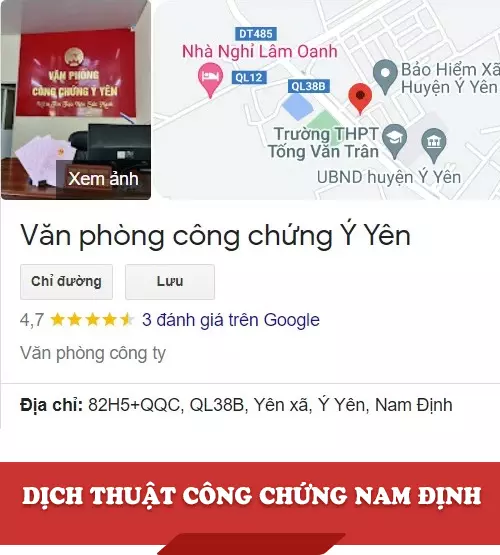 Dịch thuật công chứng Nam Định - Văn phòng công chứng Ý Yên