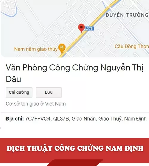 Dịch thuật công chứng Nam Định - Văn Phòng Công Chứng Nguyễn Thị Dậu 