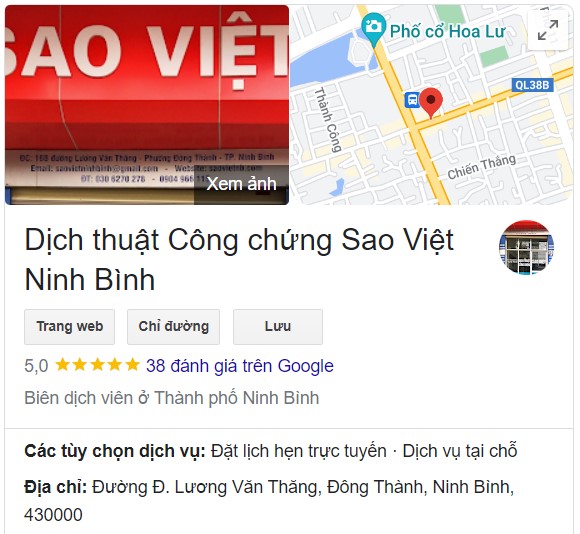 Trung tâm dịch thuật công chứng Ninh Bình - Sao Việt