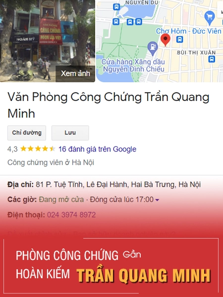 Văn phòng công chứng Trần Quang Minh - Gần Hoàn Kiếm