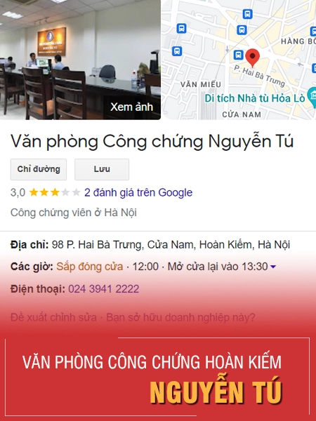 Phòng công chứng quận Hoàn Kiếm - Nguyễn Tú