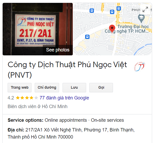 Công ty dịch thuật Bình Thạnh - Phú Ngọc Việt
