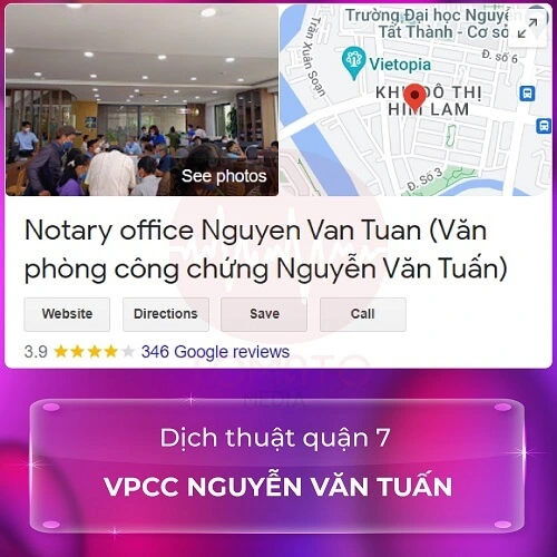 Địa chỉ dịch thuật công chứng quận 7 - Văn phòng Nguyễn Văn Tuấn