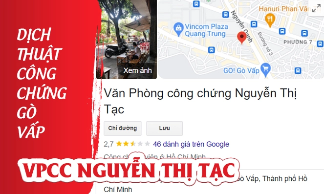 Dịch thuật Gò Vấp - VPCC Nguyễn Thị Tạc