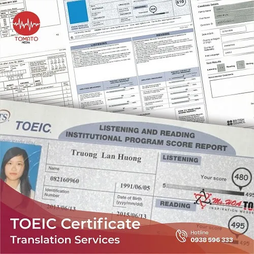 toeic certificate translation service
