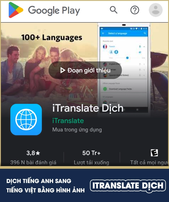 Dịch tiếng Anh sang tiếng Việt bằng hình ảnh - iTranslate Dịch - Phiên dịch & từ điển