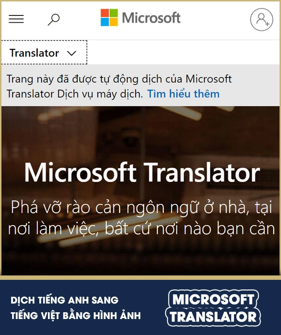 Dịch tiếng Anh sang tiếng Việt bằng hình ảnh - Microsoft Translator