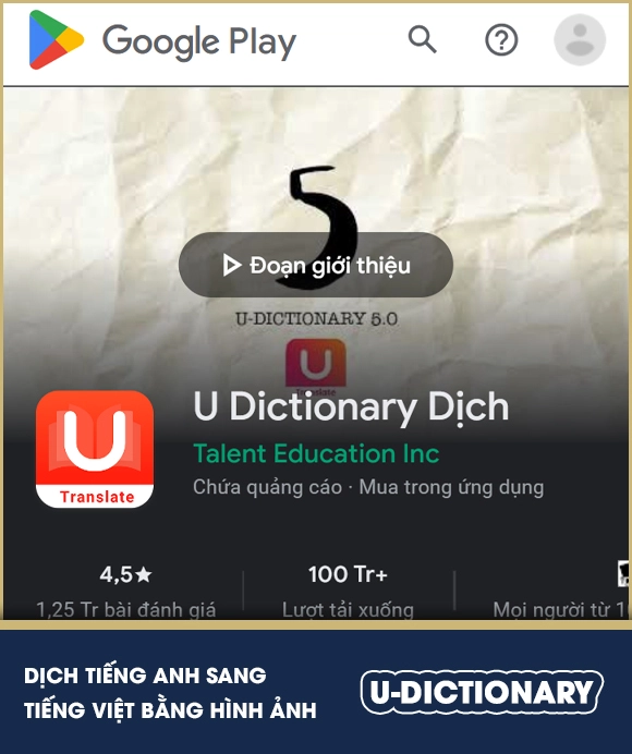 Dịch tiếng Anh sang tiếng Việt bằng hình ảnh - U-Dictionary