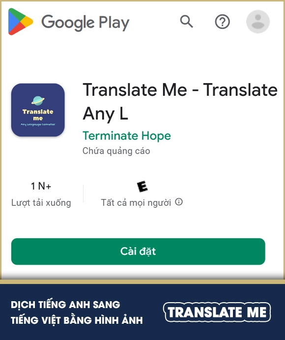 Dịch tiếng Anh sang tiếng Việt bằng hình ảnh - Translate Me