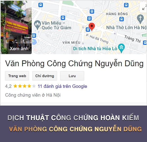 Dịch thuật công chứng Hoàn Kiếm - Văn phòng công chứng Nguyễn Dũng