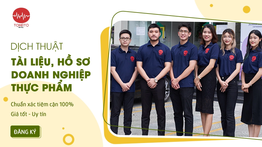 Dịch vụ dịch thuật Tài liệu, Hồ sơ doanh nghiệp thực phẩm