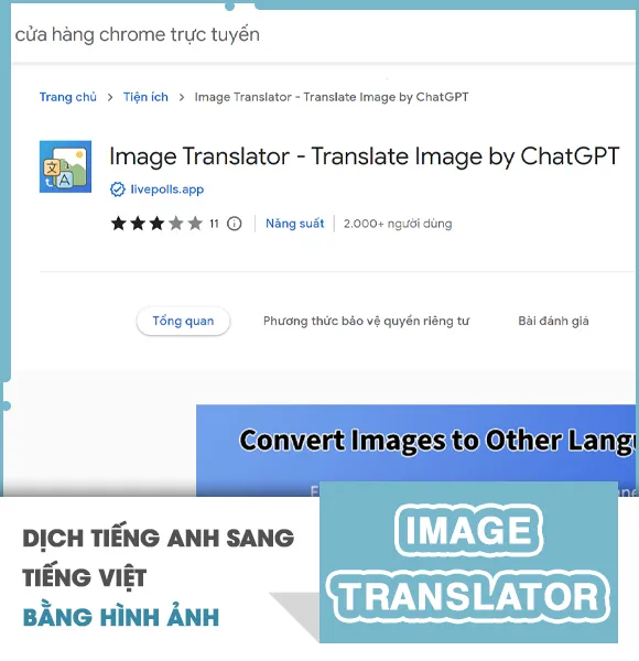 Dịch tiếng Anh sang tiếng Việt bằng hình ảnh trên PC - Tiện ích Image Translator - Translate Image by ChatGPT