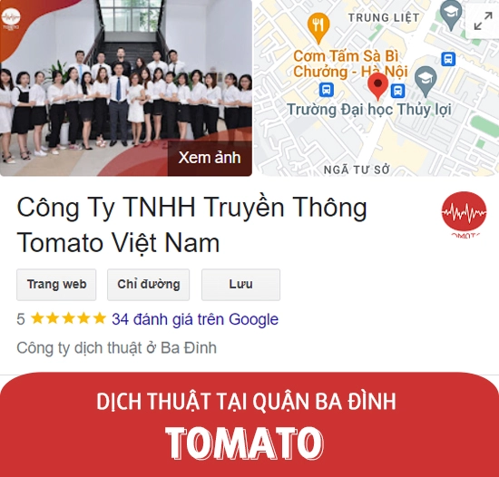 Dịch thuật tại quận Ba Đình có công chứng - Tomato Translation