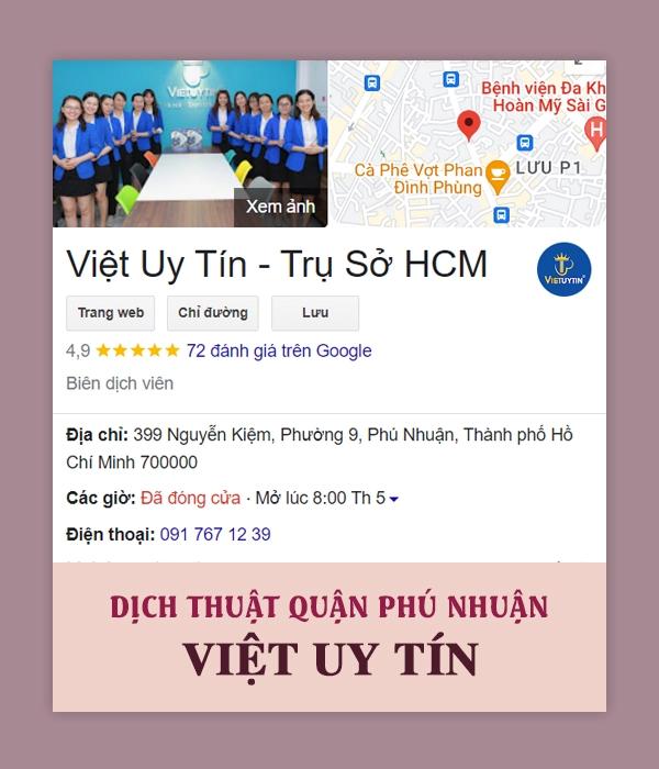 Dịch thuật quận Phú Nhuận - Việt Uy Tín
