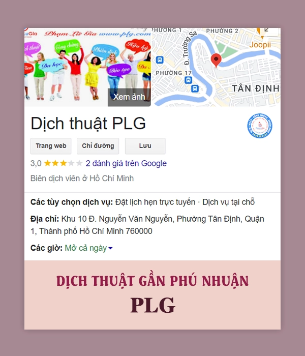 Dịch thuật gần Phú Nhuận - Dịch thuật PLG