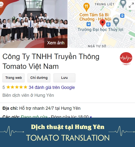 Dịch thuật tại Hưng Yên có công chứng - Tomato Translation