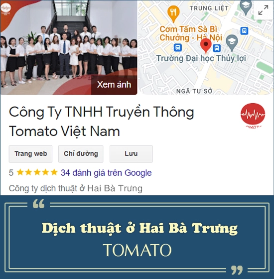 Dịch thuật tại quận Hai Bà Trưng có công chứng - Tomato Translation