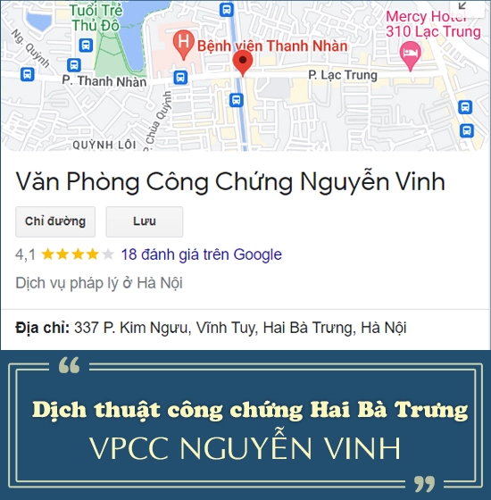 Dịch thuật công chứng quận Hai Bà Trưng - Văn phòng công chứng Nguyễn Vinh
