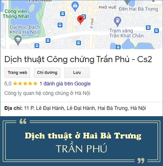 Dịch thuật quận Hai Bà Trưng - Tran Phu Protrans