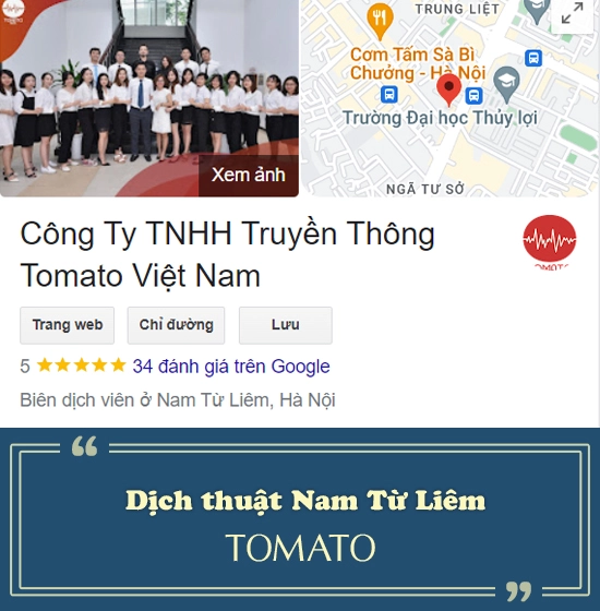 Dịch thuật tại quận Nam Từ Liêm có công chứng - Tomato Translation