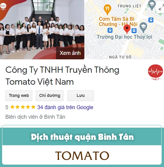 Dịch thuật tại quận Bình Tân có công chứng - Tomato Translation
