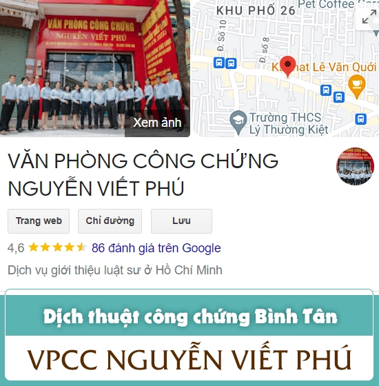 Dịch thuật công chứng Bình Tân - VPCC Nguyễn Viết Phú