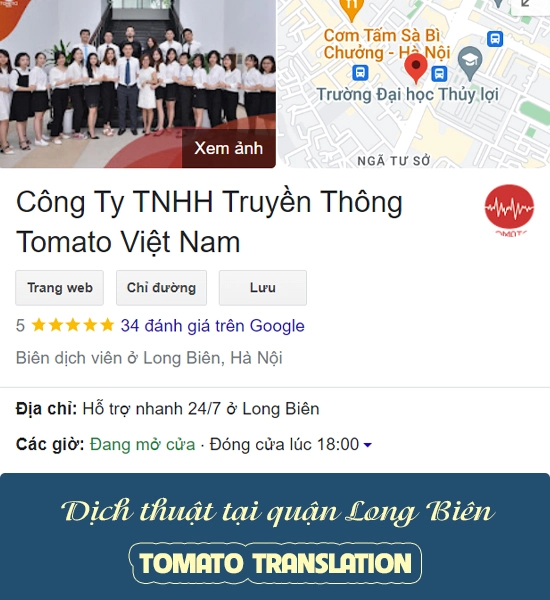 Dịch thuật tại quận Long Biên có công chứng - Tomato Translation