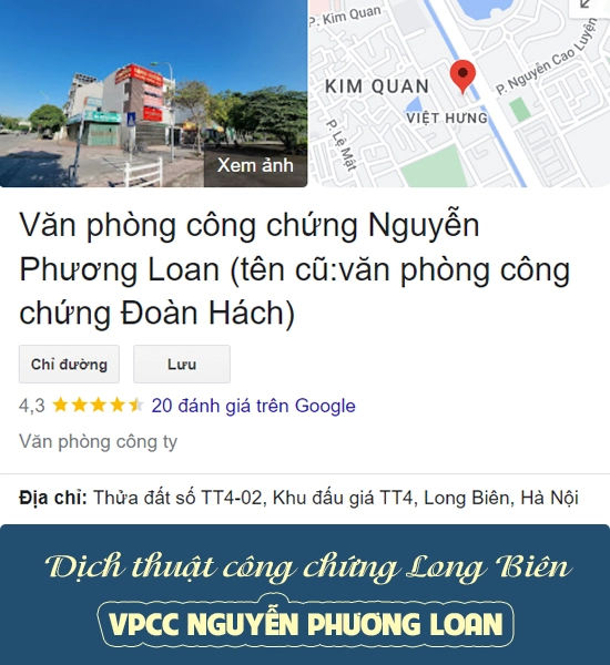Dịch thuật công chứng quận Long Biên - Văn phòng công chứng Nguyễn Phương Loan