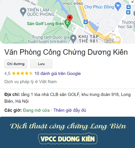 Công chứng dịch thuật quận Long Biên - Văn Phòng Công Chứng Dương Kiên