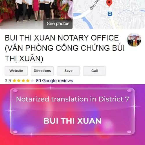 Notarized translation in District 7, HCMC - Bui Thi Xuan