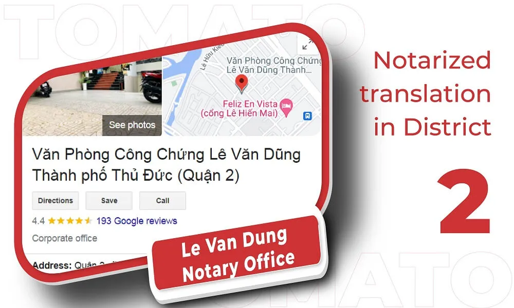 Notarized translation in District 2 - Le Van Dung Notary Office