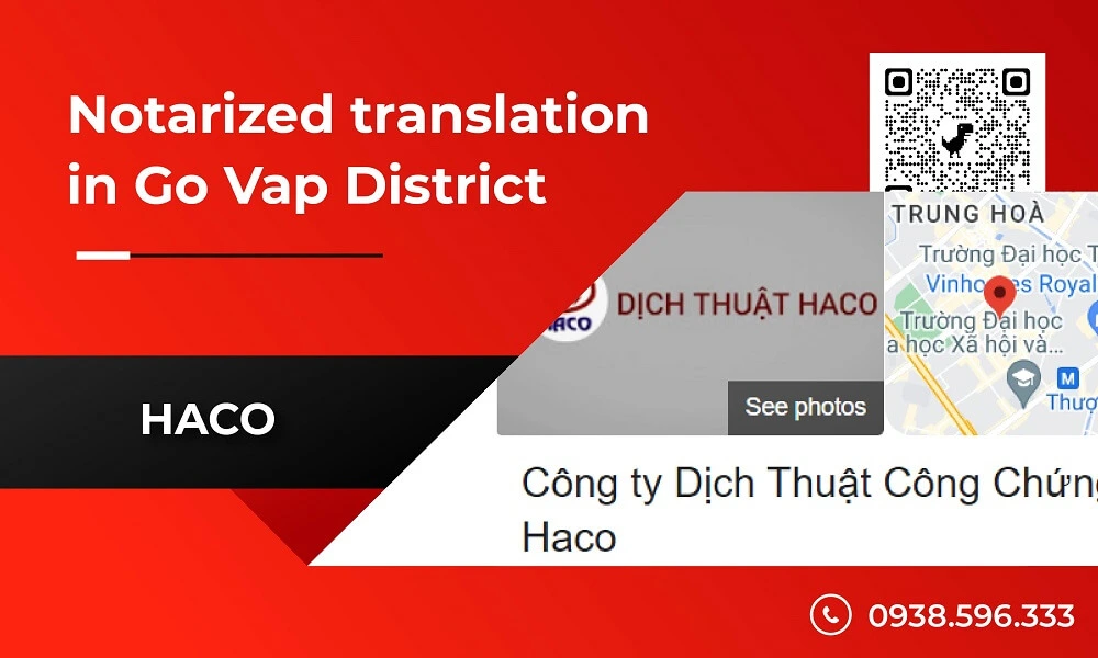 Notarized translation in Go Vap District - HACO